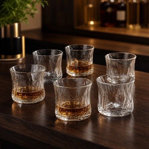 ALMINA Artic Snow Corta 6-teilig Strukturiert Wasser- & Whiskygläser-Set, 230 ml in einer natürlichen Anwendungsszene
