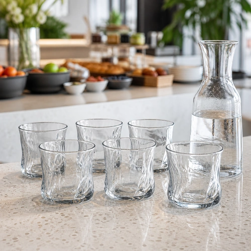 ALMINA Artic Snow Corta 6-teilig Strukturiert Wasser- & Whiskygläser-Set, 230 ml in einer natürlichen Anwendungsszene